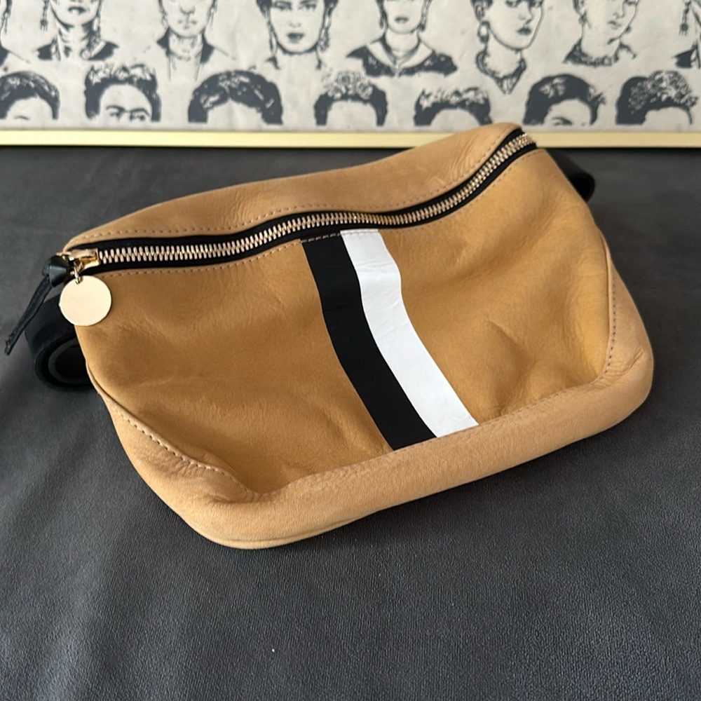 NWT Clare V Fanny Pack - Tan, Black & White Stripe